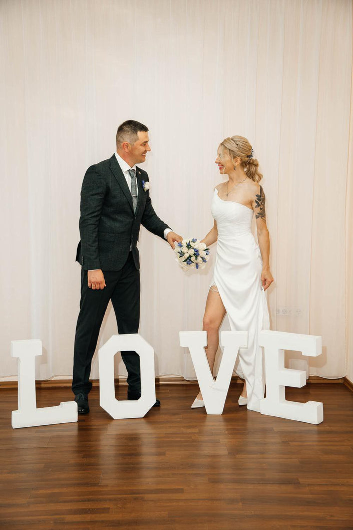 white off shoulder corset maxi wedding affortable dress