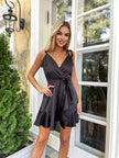 Satin Wrap Mini Dress