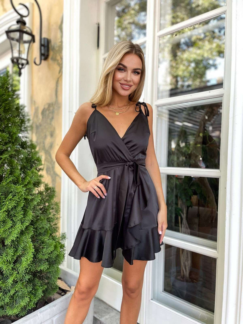 Satin Wrap Mini Dress