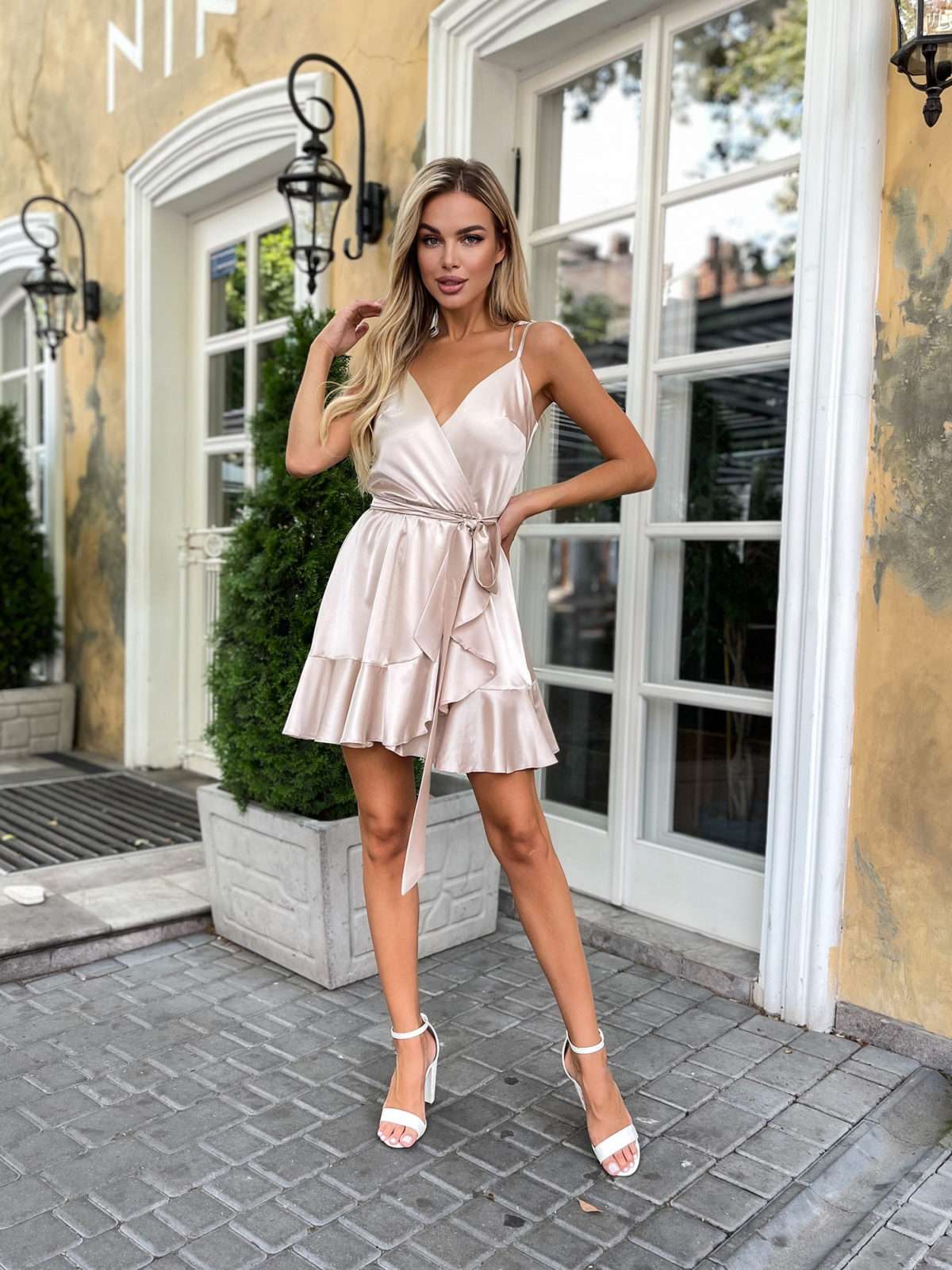 Satin Wrap Mini Dress