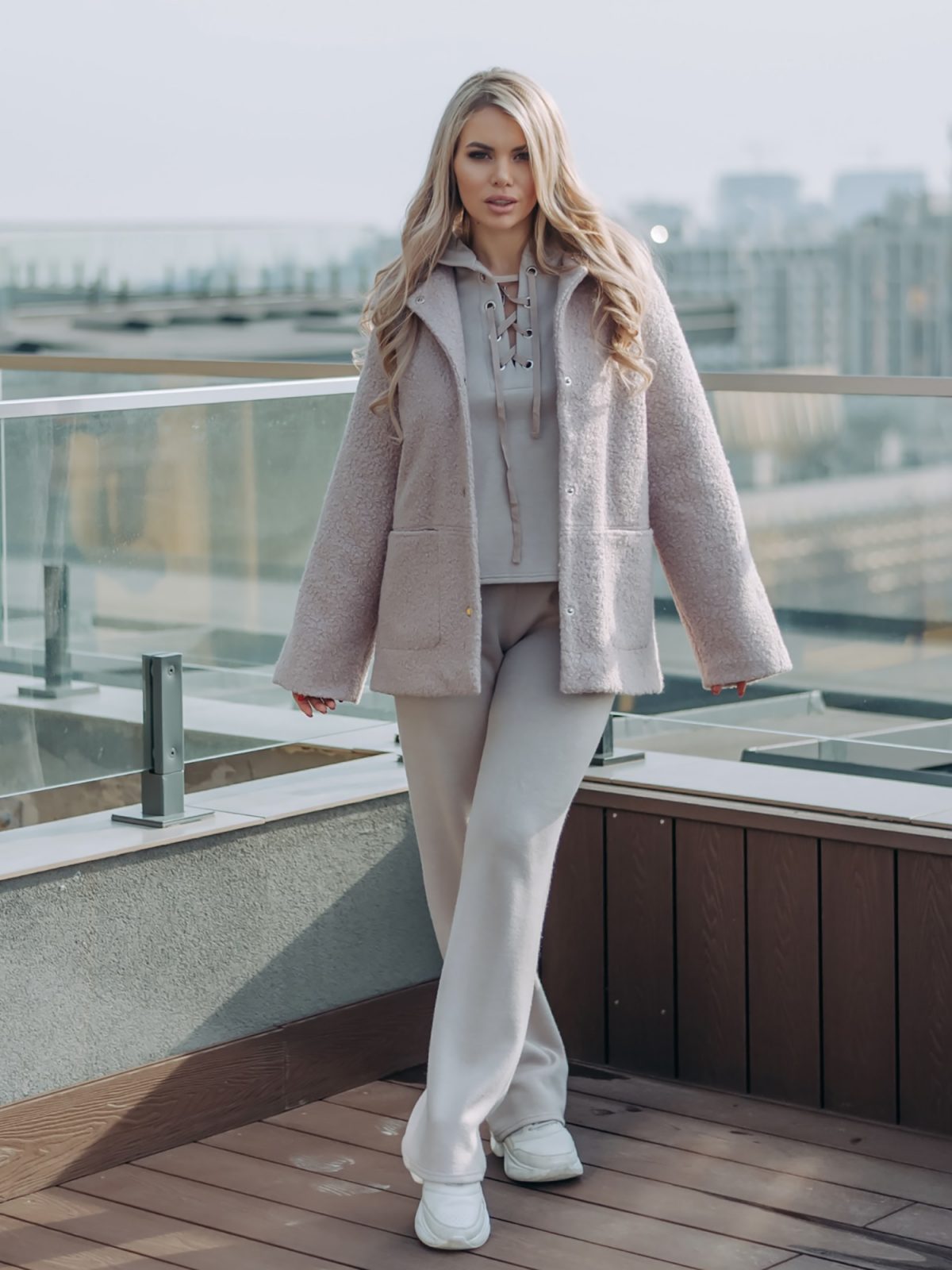 Manteau court chaud oversize  