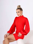 Mock Neck Mini Dress