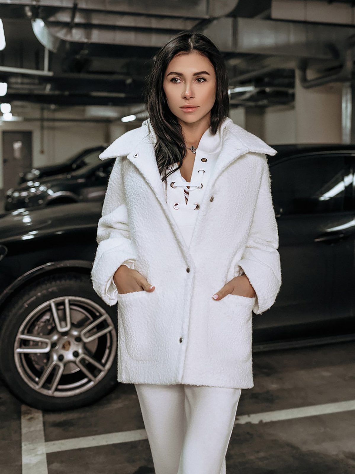 Manteau court chaud oversize  