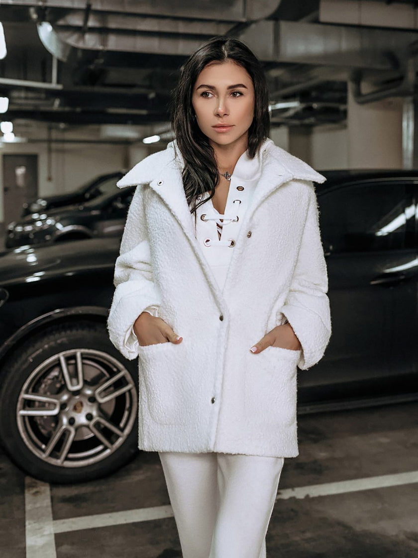 Manteau court chaud oversize  