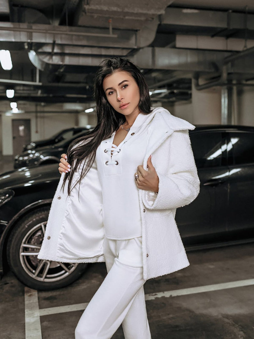 Manteau court chaud oversize  